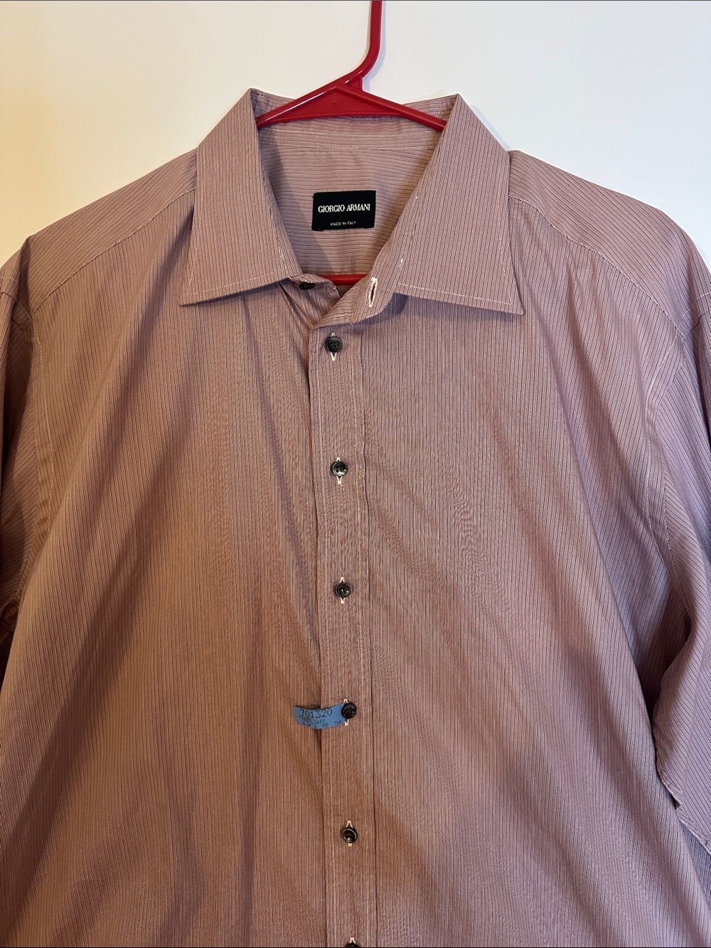 Giorgio Armani Men's Pinstripe Dress Shirt - Dusty Mauve